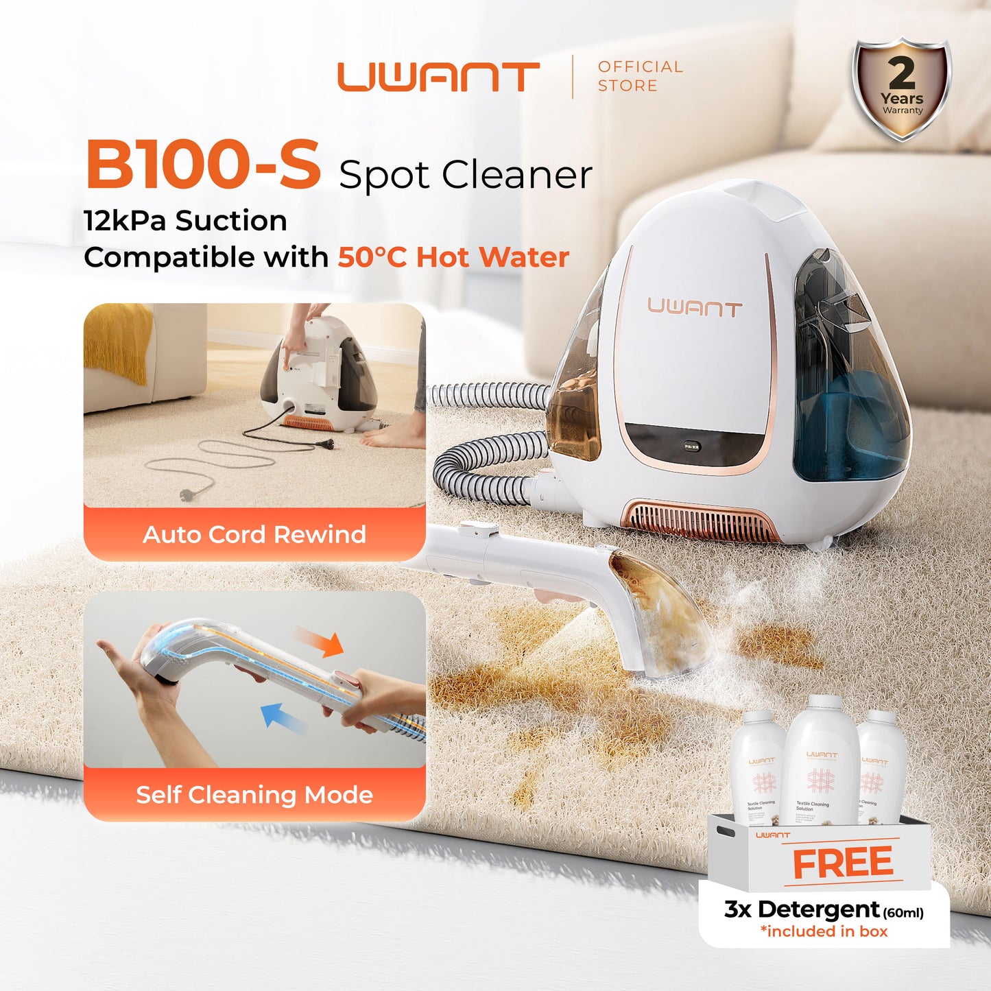 Uwant B100s Spot Fabric Carper Cleaner Uwant-SG